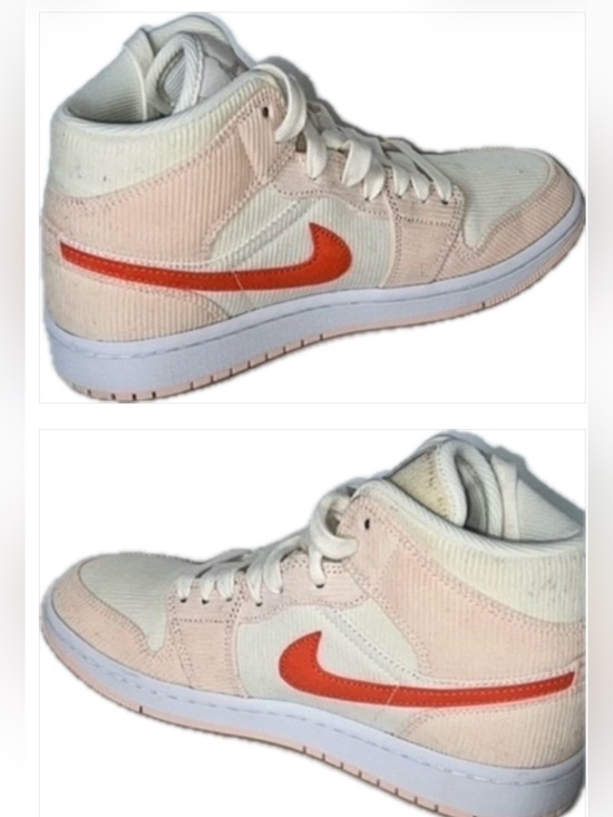 Nike Shoes - Sail/Orange Quartz/White/Orange Air Jordan 1 Mid SE 'Corduroy' Size 7.5